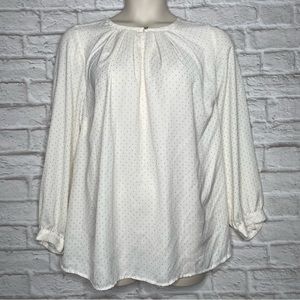 Lane Bryant Raised Gold Polka Dot Tunic Women’s 18 Ivory Long Sleeve Keyhole